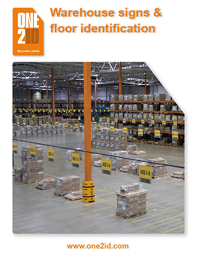 ONE2ID brochure warehouse location signs floor labels bulk storage