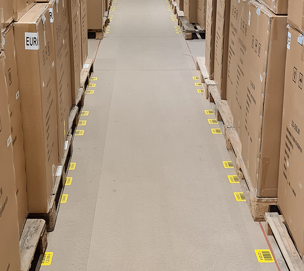 ONE2ID warehouse floor labels staging area bulk storage